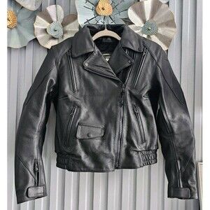 Teknic Leather Motorcycle-Style Jacket Genuine Leather Protective Padding Size M